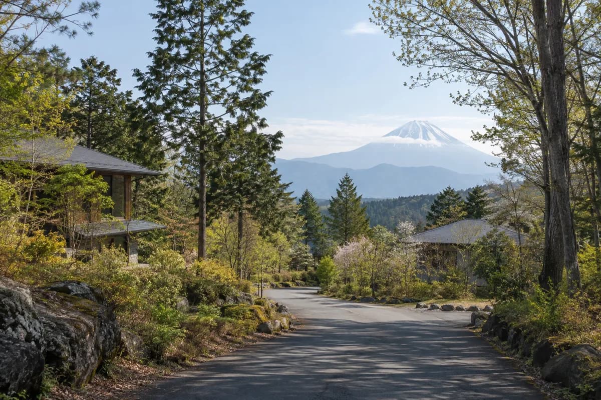 富士急十里木高原別荘地の地域の雰囲気を表現したAI生成イメージ（実際の現地写真ではありません）