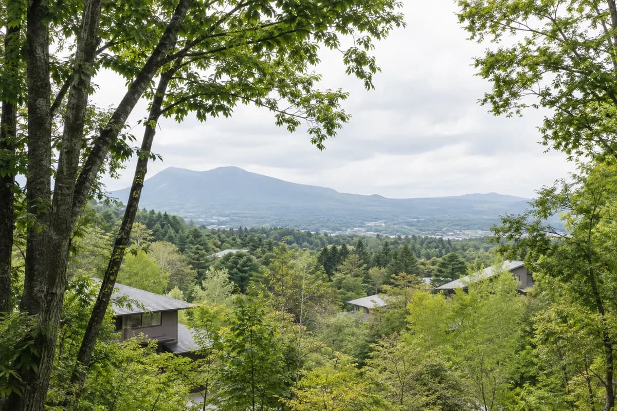 泉ヶ丘別荘地の地域の雰囲気を表現したAI生成イメージ（実際の現地写真ではありません）