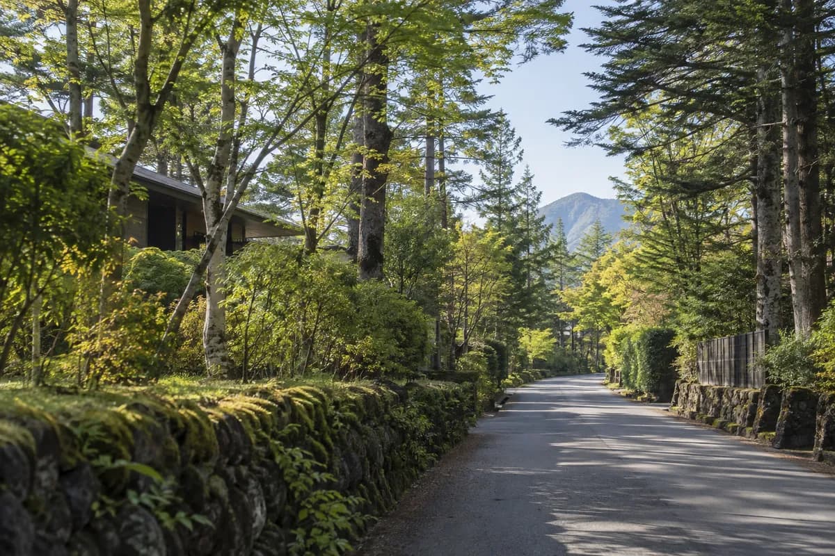 旧軽井沢倶楽部の地域の雰囲気を表現したAI生成イメージ（実際の現地写真ではありません）