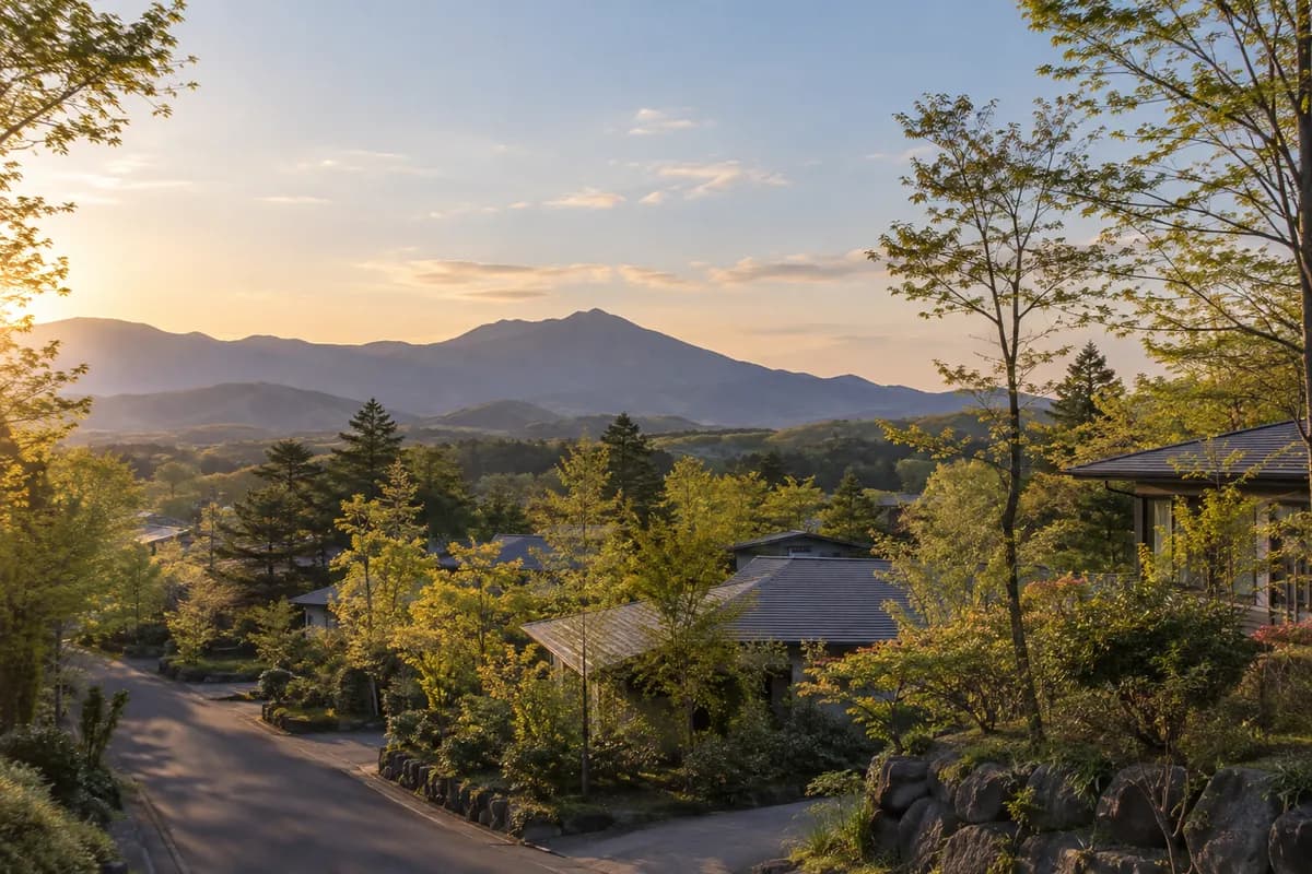 丸紅別荘地の地域の雰囲気を表現したAI生成イメージ（実際の現地写真ではありません）