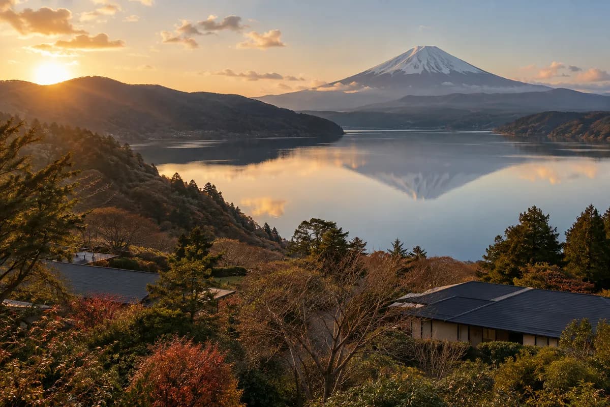 さかさ富士別荘地の地域の雰囲気を表現したAI生成イメージ（実際の現地写真ではありません）