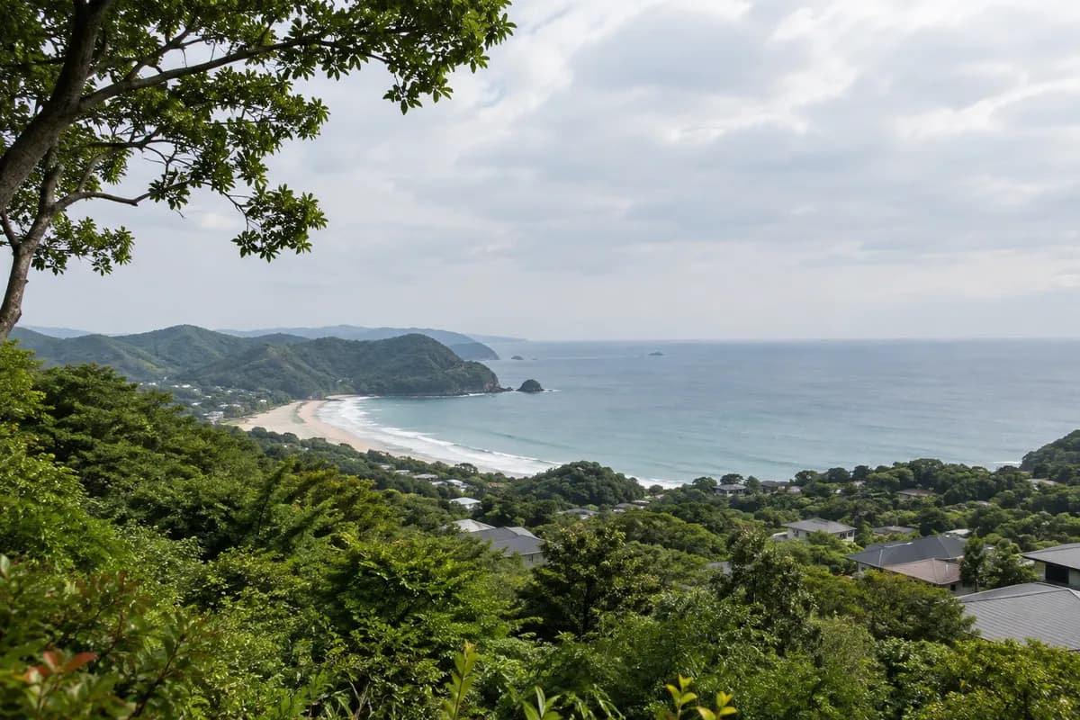 伊豆白浜南風台別荘地の地域の雰囲気を表現したAI生成イメージ（実際の現地写真ではありません）