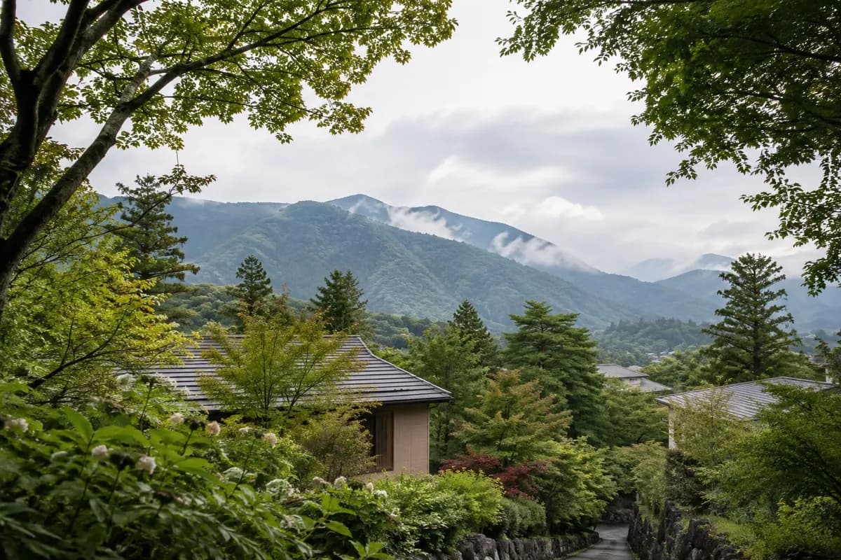 早雲郷別荘地の地域の雰囲気を表現したAI生成イメージ（実際の現地写真ではありません）