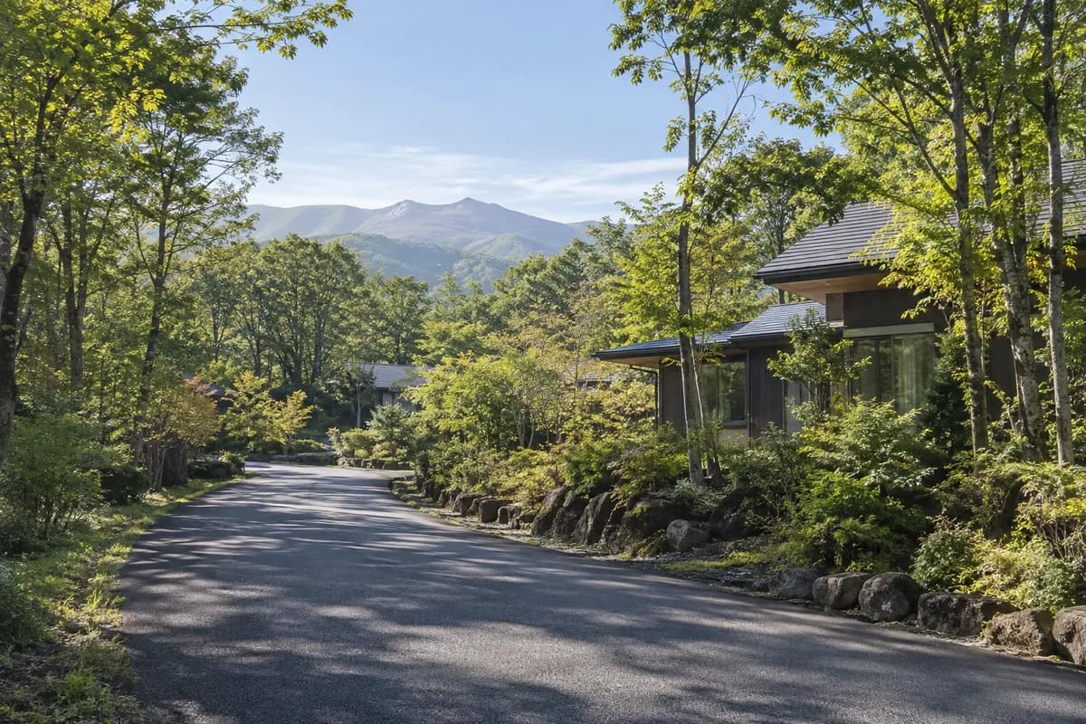 東急那須リゾート別荘地「The Hills」の地域の雰囲気を表現したAI生成イメージ（実際の現地写真ではありません）