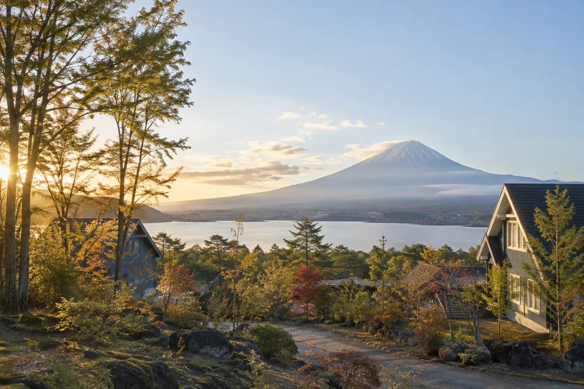 山中湖スウェーデンヴィレッジの地域の雰囲気を表現したAI生成イメージ（実際の現地写真ではありません）
