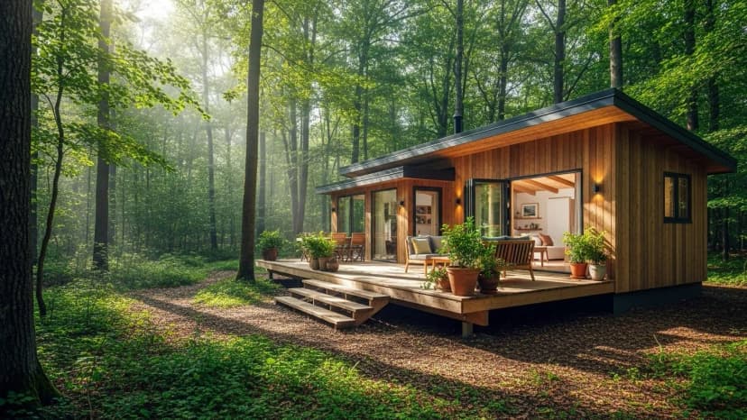 森林に囲まれた