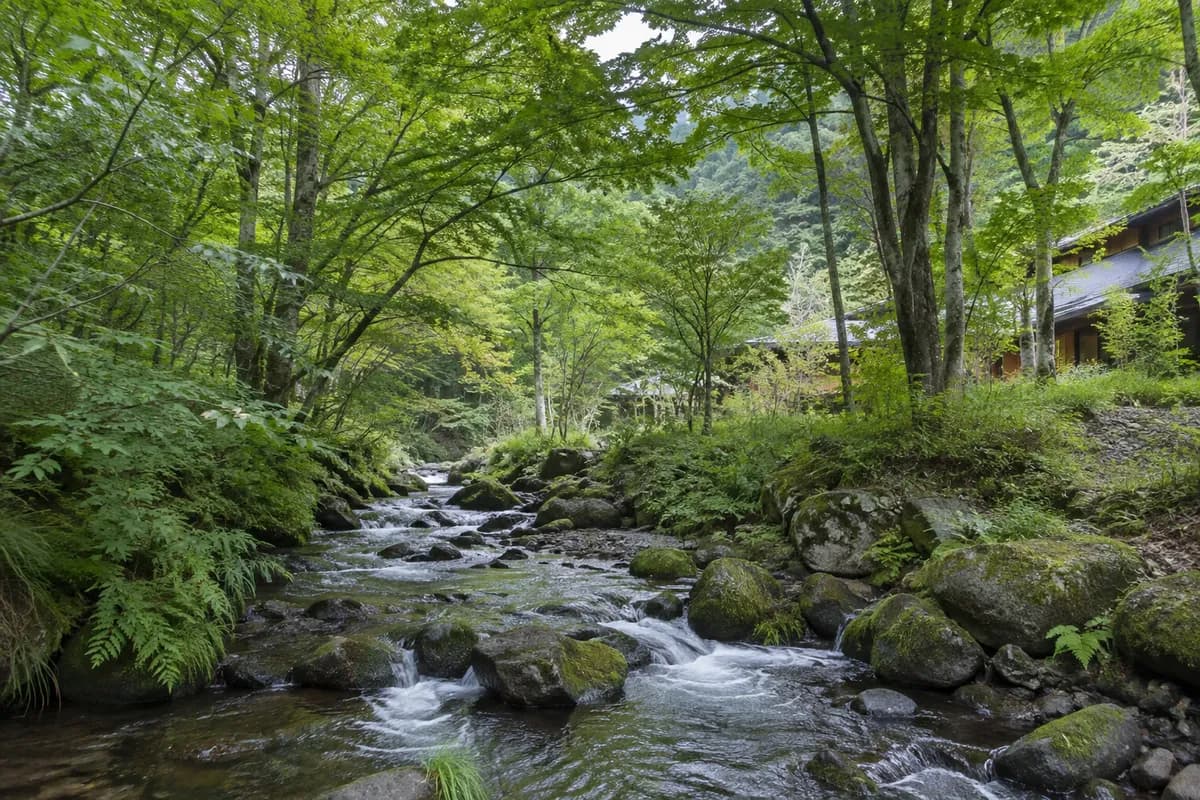 せせらぎの里の地域の雰囲気を表現したAI生成イメージ(実際の現地写真ではありません)